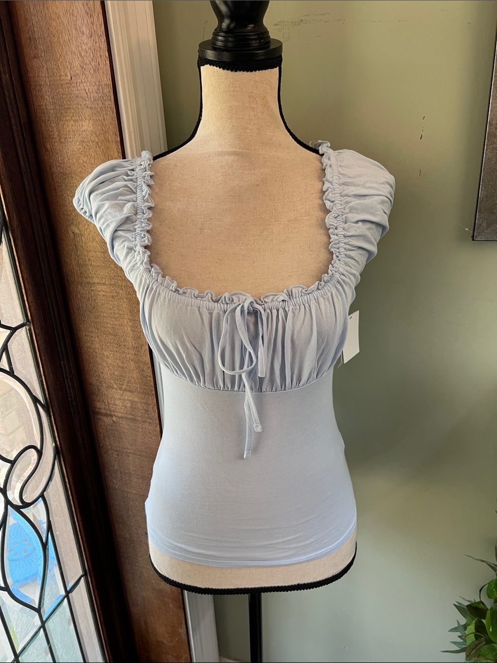 Abound Light Blue Ruched Scoop-Neck Camisole with Tie